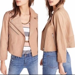 Madewell Mauve Leather Biker Jacket in medium